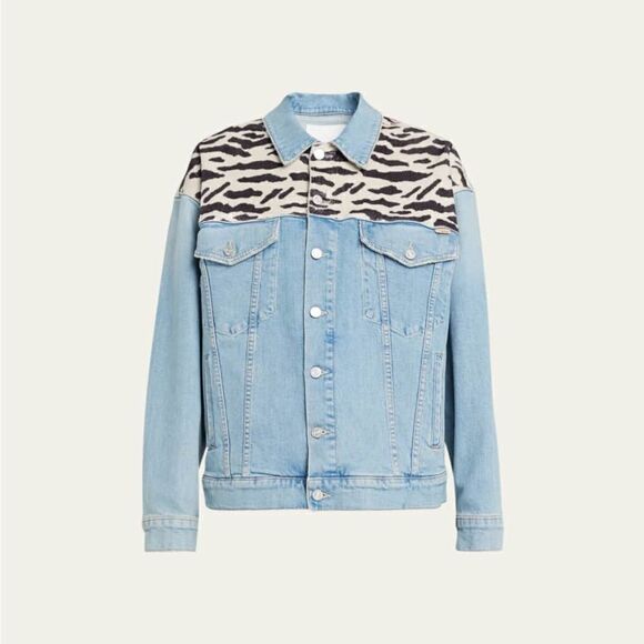 Mother The Drop It Drifter Denim Zebra Blue Jacket Oversized Size XL - Picture 4 of 9